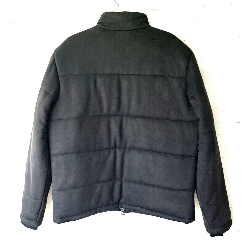NWT Whet Blu Brady Mens XL Black Vegan Faux Suede Puffer Full Zip Jacket $199.00